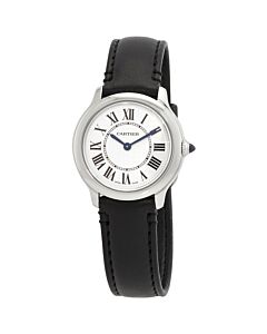 Women's Ronde Must De Cartier Leather Silver-tone Dial Watch
