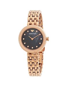 Women's Rosa Stainless Steel Black Mother of Pearl Dial Watch