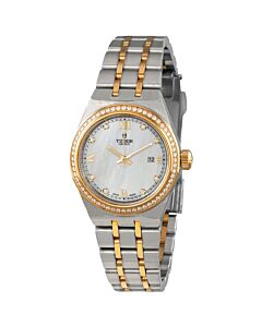 Women's Royal Stainless Steel and Yellow Gold White Mother of Pearl Dial Watch