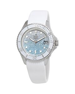 Unisex Rubber White and Blue Glitter Dial Watch