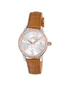 Women's Ruby Genuine Leather Silver-tone Dial Watch