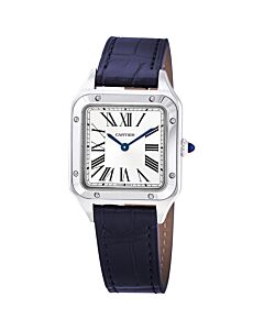 Women's Santos-Dumont (Alligator) Leather Silver Dial Watch