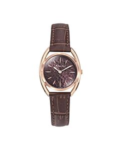 Women's Saphira Genuine Leather Brown Dial Watch