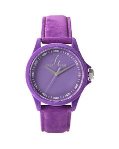 Women's Sartorial Only Time Purple Velvet-covered Leather Purple Dial Watch