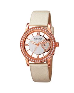 Women's Satin (Over Leather) White (See Through Outer) (Crystal-set Heart) Dial Watch