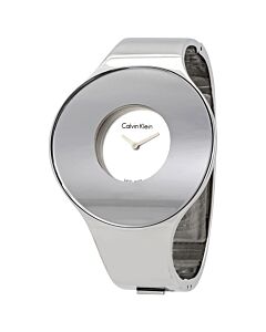 Women's Seamless Stainless Steel Bangle White Dial Watch