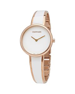 Women's Seduce Stainless Steel Bangle with a White Resin Center White Dial Watch