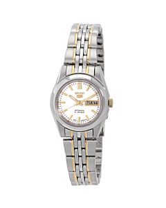 Women's Seiko 5 Stainless Steel White Dial Watch