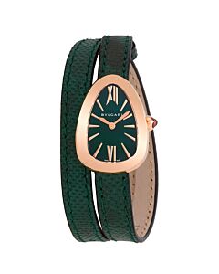 Women's Serpenti Karung Leather (Double Twirl) Green Dial Watch