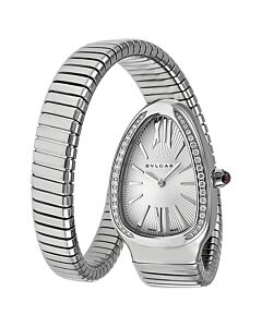 Women's Serpenti Stainless Steel Tubogas Silver Opaline Guilloche Dial Watch