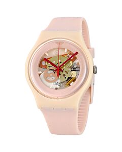 Women's Shades of Rose Silicone Skeleton Dial Watch