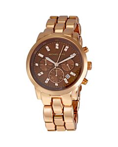 Women's Show Stoppe Chronograph Stainless Steel Brown Mother of Pearl Dial Watch