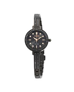Women's Silhouette Crystal Stainless Steel Black Dial Watch
