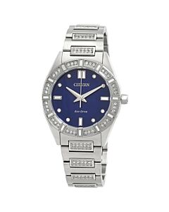 Women's Silhouette Crystal Stainless Steel set with Crystals Blue Dial Watch