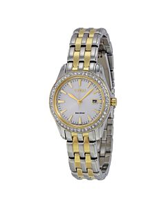 Women's Silhouette Crystal Two-tone (Silver and Gold-tone) Stainless Steel Silver Dial