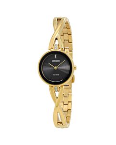 Women's Silhouette Gold-tone Stainless Steel Black Dial