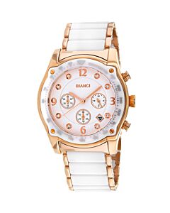 Women's Simona Chronograph Stainless Steel with White Ceramic Centere Links White Dial Watch