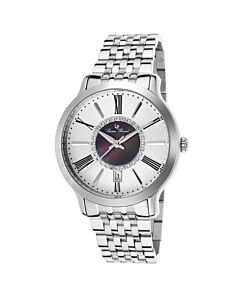 Sofia Stainless Steel Silver-Tone and Black MOP Dial