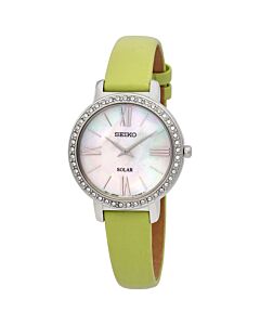 Women's Solar Leather Mother of Pearl Dial Watch