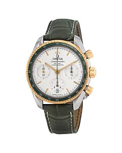 Unisex Speedmaster Chronograph (Alligator) Leather Silver Dial Watch