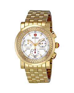Women's Sport Sail Chronograph Gold Plated Stainless Steel White Enamel Dial Watch