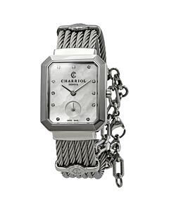 Women's St. Tropez Mansart Stainless Steel Twisted Cable White Mother of Pearl Dial