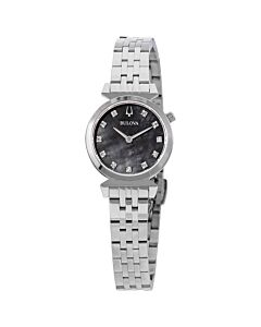 Women's Stainless Steel Black Mother of Pearl Dial Watch