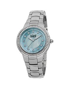 Women's Diamond Stainless Steel Light Blue Mother of Pearl Dial SS