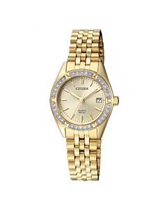 Women's Stainless Steel Gold Dial Watch
