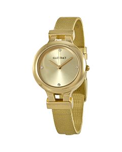 Women's Stainless Steel Mesh Gold Dial Watch
