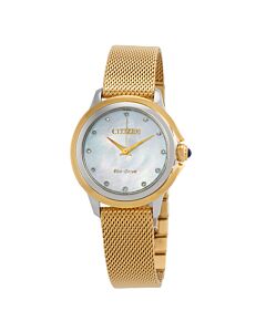 Women's Stainless Steel Mesh Mother of Pearl Dial Watch