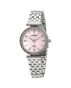 Women's Stainless Steel Pink Mother of Pearl Dial Watch