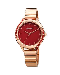 Women's Stainless Steel Red Dial Watch