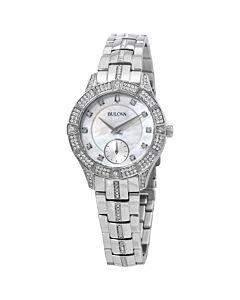 Women's Stainless Steel set with Crystals White Mother of Pearl Dial Watch