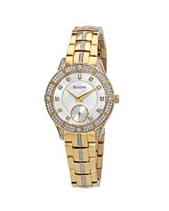 Womens-Stainless-Steel-set-with--Swarovski-Crystals-Mother-of-Pearl-Dial-Watch