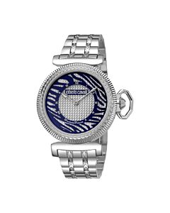 Women's Stainless Steel Silver and Blue Dial Watch