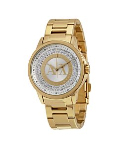 Women's Stainless Steel Silver and Gold Crystal-set Dial