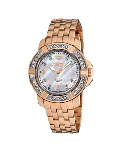 Women's White Mother of Pearl with Diamond Dial Rose-tone SS
