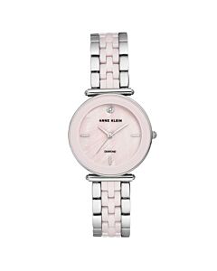 Women's Stainless Steel with Pink Ceramic Center Links Light Pink Dial Watch