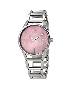 Women's Stately Stainless Steel Pink Mother of Pearl Dial Watch