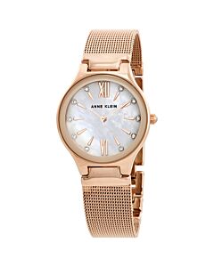 Women's Swarovski Crystal Stainless Steel Mesh Mother of Pearl Dial Watch