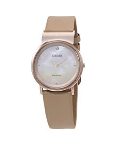 Womens-Synthetic-Leather-Strap-White-Mother-of-Pearl-Dial-Watch