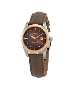 Women's T-My Lady Leather Smoked Dark Brown Dial Watch