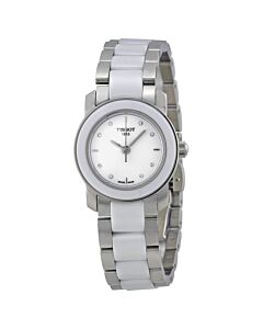 Women's T-Trend Cera Stainless Steel with White Ceramic center links White Dial