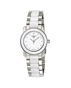 Women's T-Trend Collection Stainless Steel with White Ceramic center links Mother of Pearl Dial