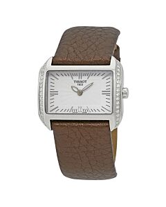 Women's T-Wave Leather Silver Dial Watch
