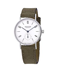 Women's Tangente (Velour) Leather Galvanized, White Silver-plated Dial