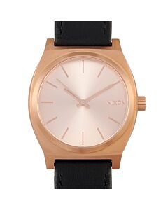 Women's Time Teller Leather Rose Dial Watch