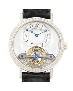 Women's Tourbillon Leather Mother of Pearl Dial Watch