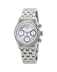 Women's Tramelan Chronograph Stainless Steel White Guilloche and Mother of Pearl Dial Watch
